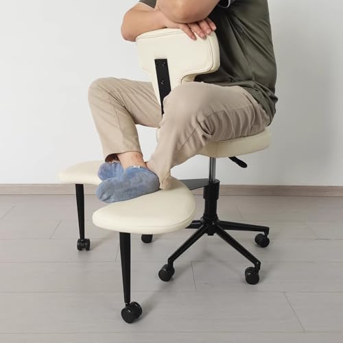 Game Cross Legged Chair with Back Support, Swiveling Meditation Chair for Yoga Kneeling Lovers, Office Desk Chair for Kid Adult Fidgety Sitters(Black)