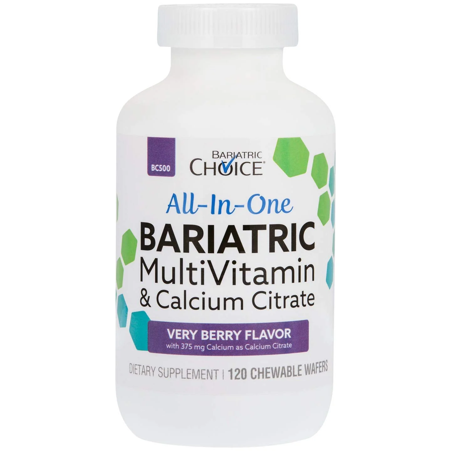 Bariatric Choice All-in-One Bariatric MultiVitamin with 375 mg Calcium Citrate, Very Berry (120ct) - Kansas Nuitrition - HNZSDS
