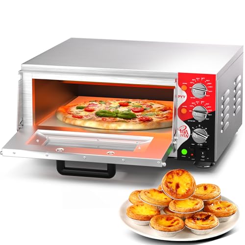 PYY 16" Indoor Electric Double Decker Pizza Oven w/Pizza Stone for Restaurant Home,Countertop Pizza Oven with 60-min Ring Timer