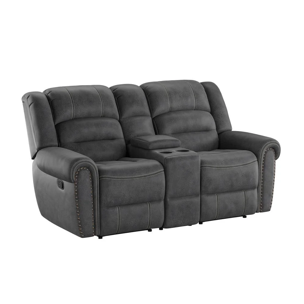 Madrona Burke Reclining Console Loveseat with Contrast Stitching