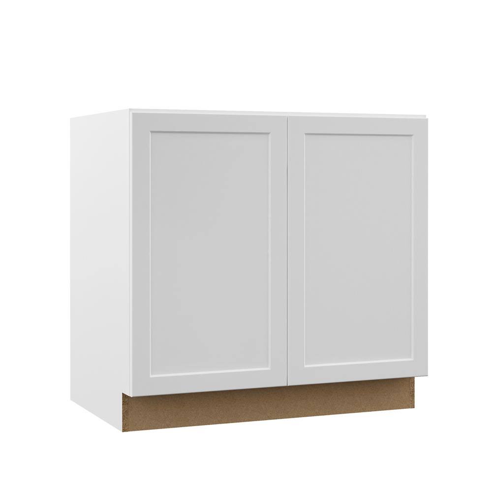 Hampton Bay Designer Series Melvern Assembled 36x34.5x21 in. Full Door Height Bathroom Vanity Base Cabinet in White