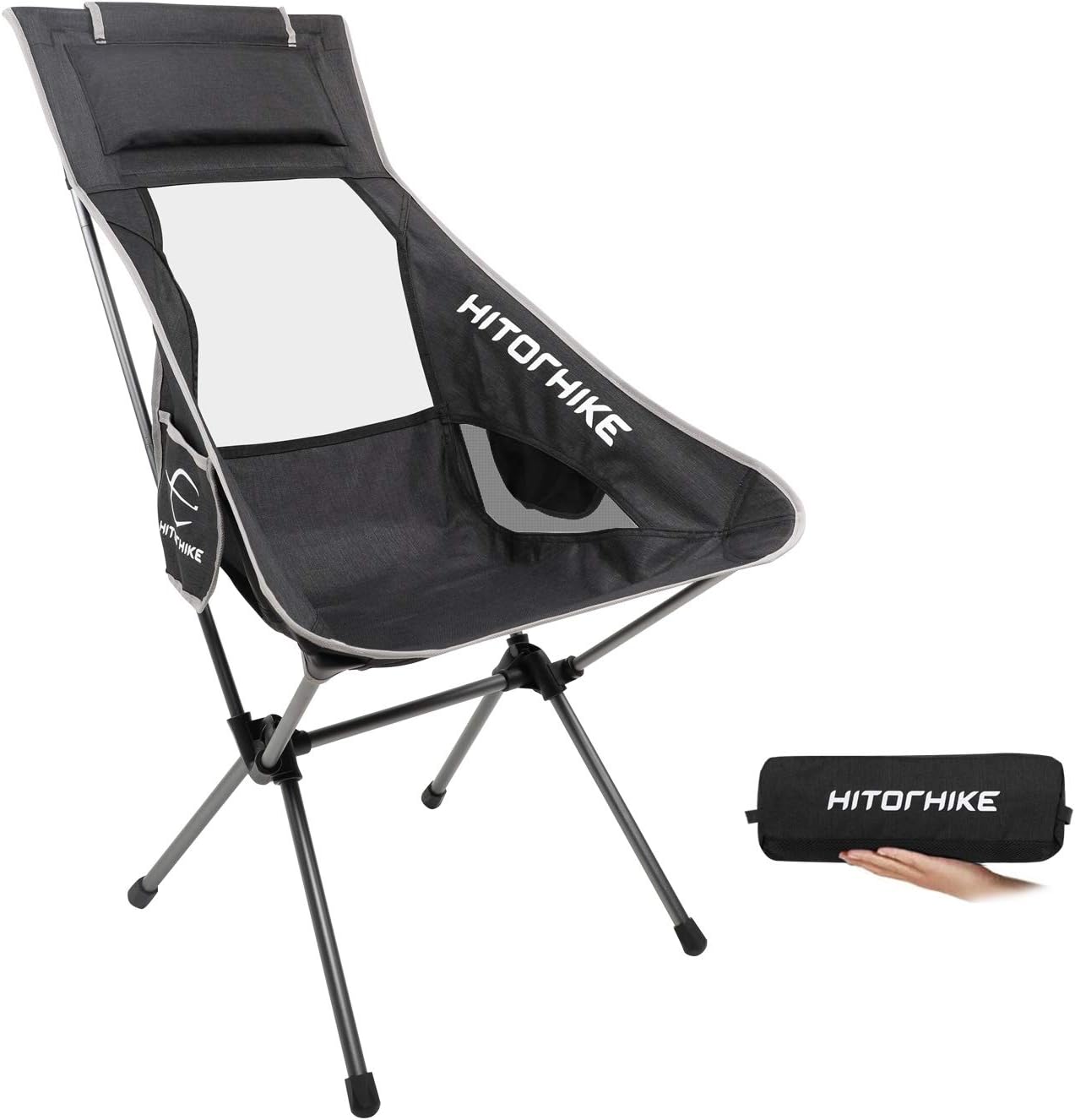 Hitorhike Camping Chair with Nylon Mesh and Comfortable Headrest Ultralight High Back Folding Camp Chair Portable Compact for Camping, Hiking