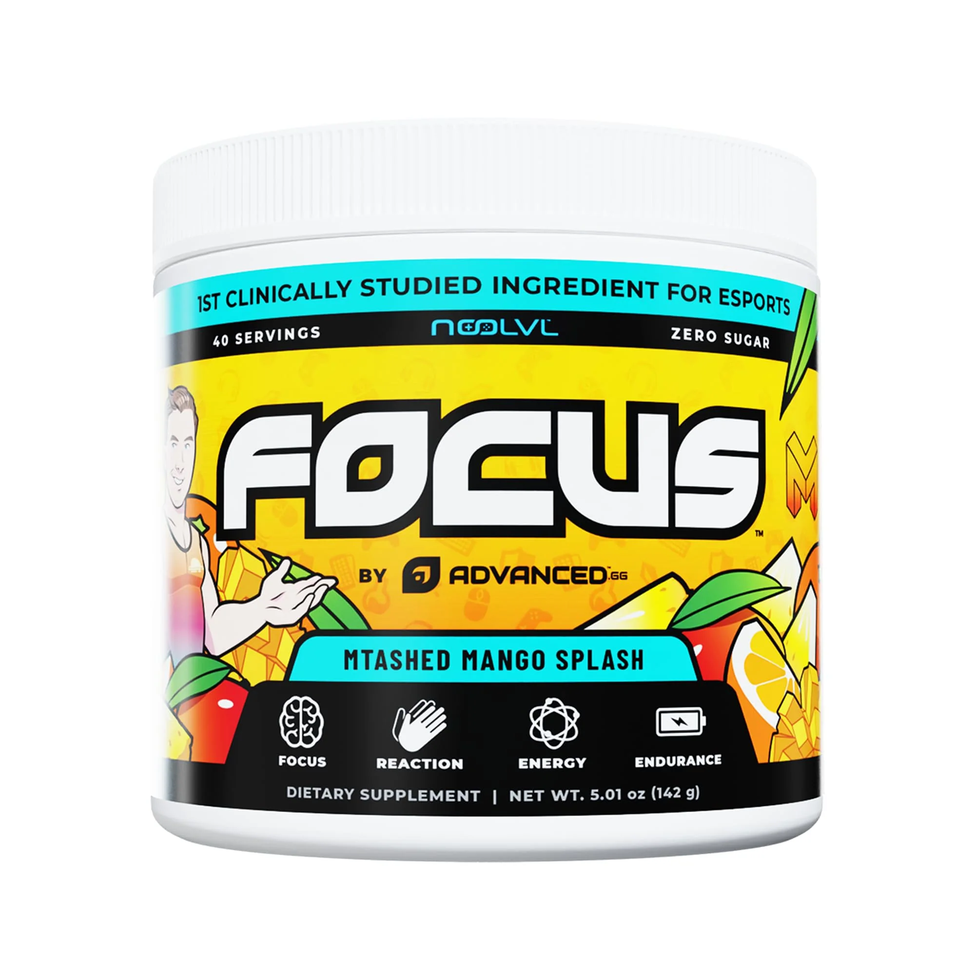 Advanced Focus Mtashed Mango Splash - Focus and Concentration Formula with NooLVL - Mental Clarity & Energy Boost for Gaming, Work & Study