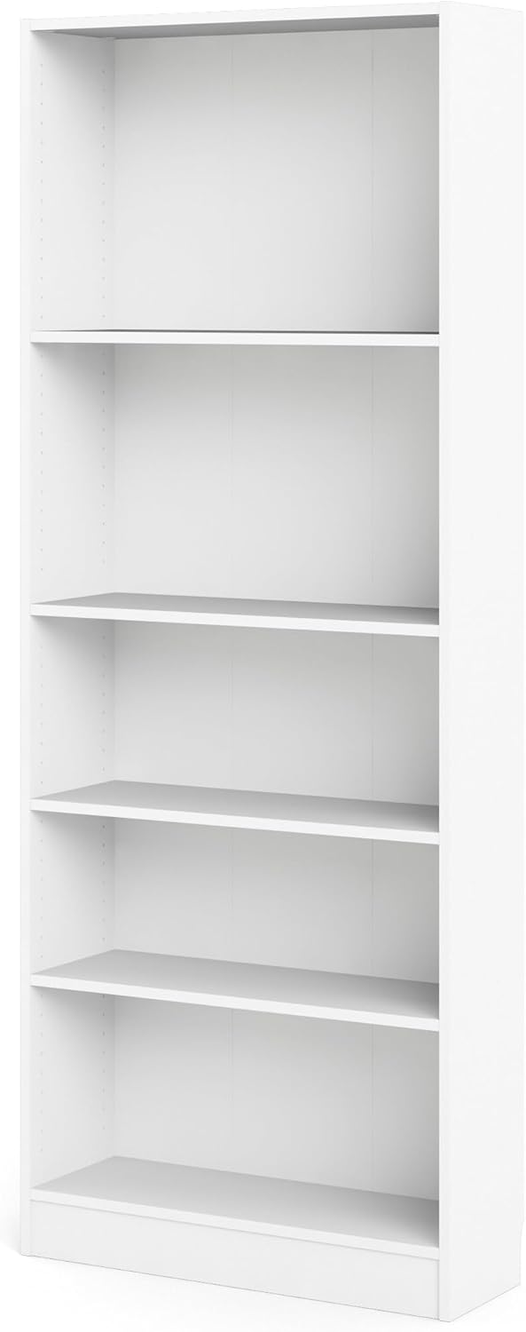 Tvilum Element Wide 5 Shelf Bookcase, Tall, White