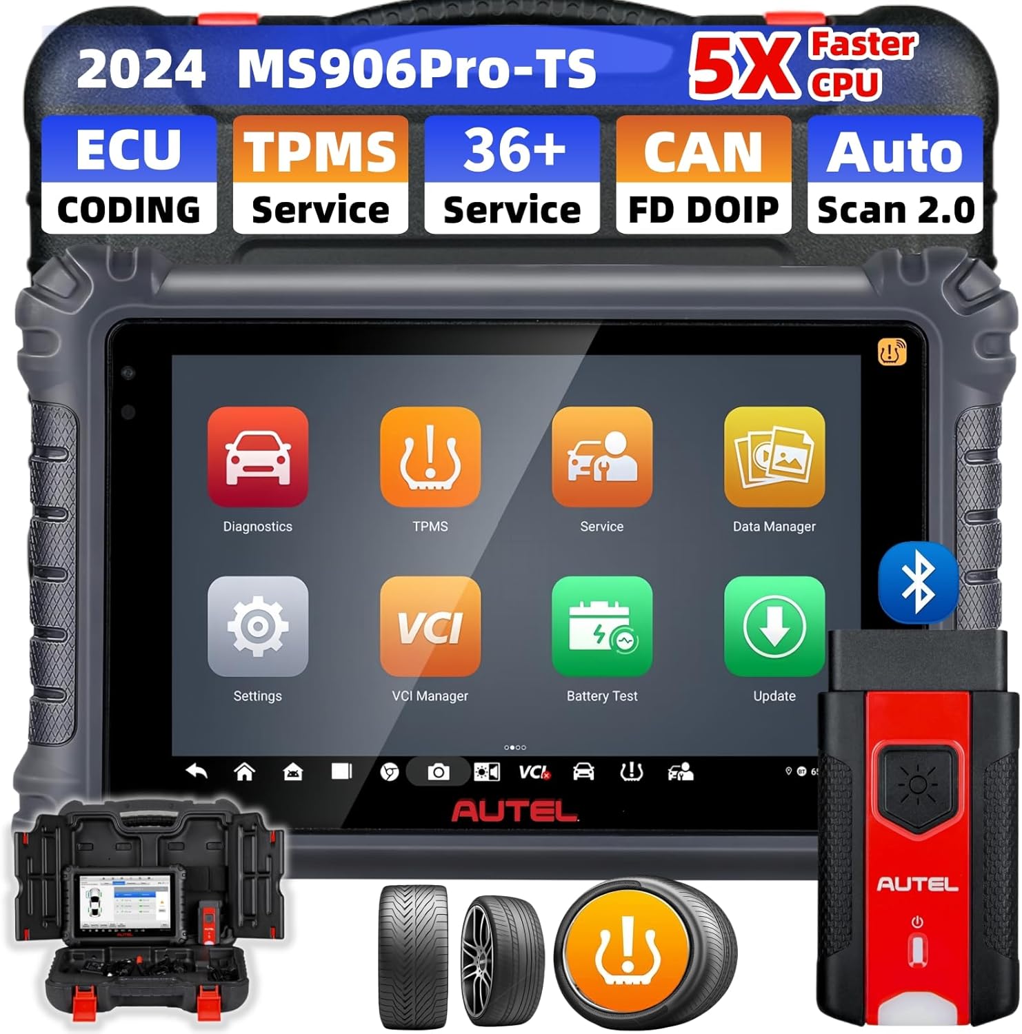Autel Scanner MaxiSys MS906 Pro-TS 2024 Top TPMS Programming Tool, Up of MS906 Pro MS906TS MS906BT MK908 MK900 MX900