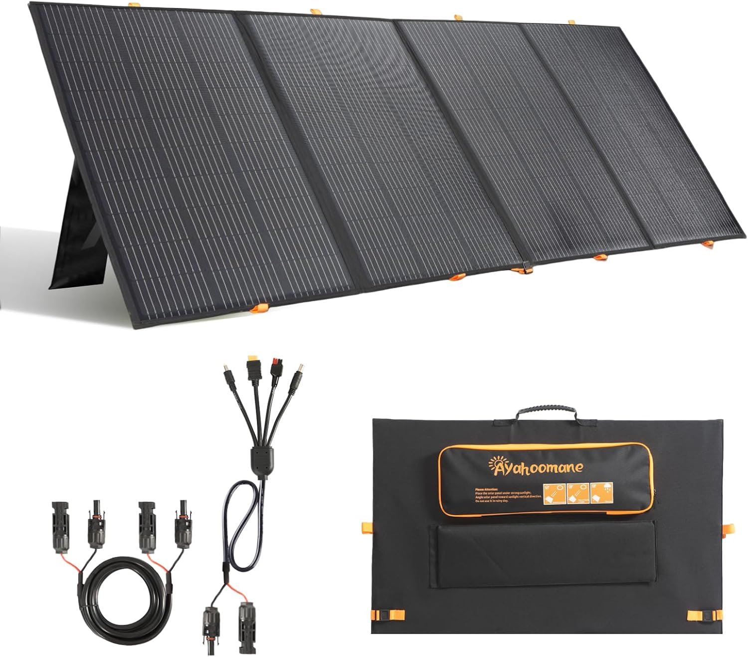 400W Portable Solar Panel,Foldable Solar Panel Power Backup,36V Output Solar Charger for Power Station Off Grid Outdoor Activities, RV, Marine