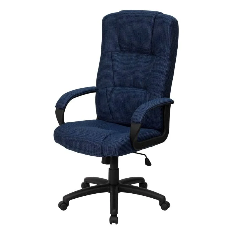 Delacora FF-BT-9022 25.75 inch Wide Fabric Executive Swivel Chair with Arms, Blue