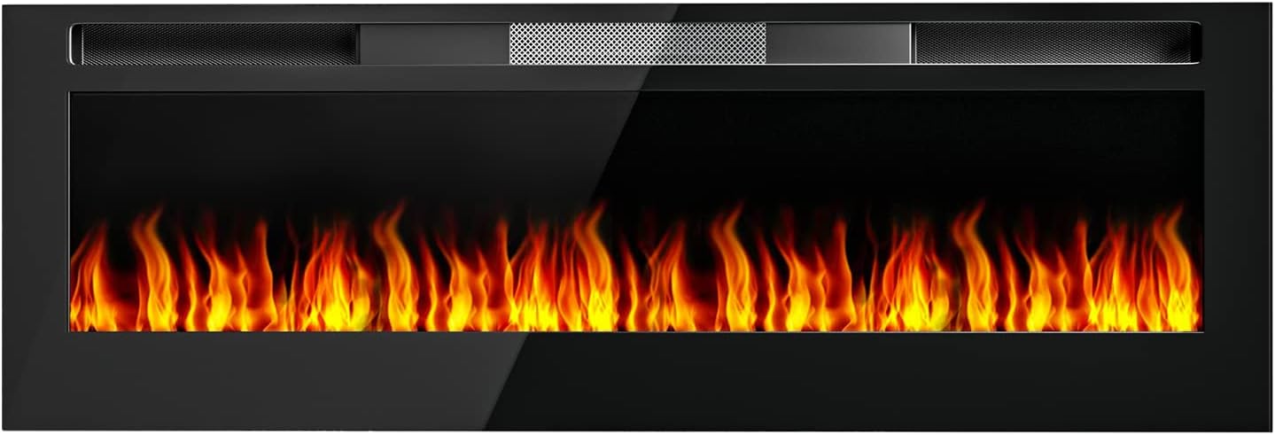 Frhlozdx 50" Inch Electric Fireplace in-Wall Recessed and Wall Mounted Fireplace,Linear Fireplace with Multicolor Flame,Ultra-Thin Fireplace Heater