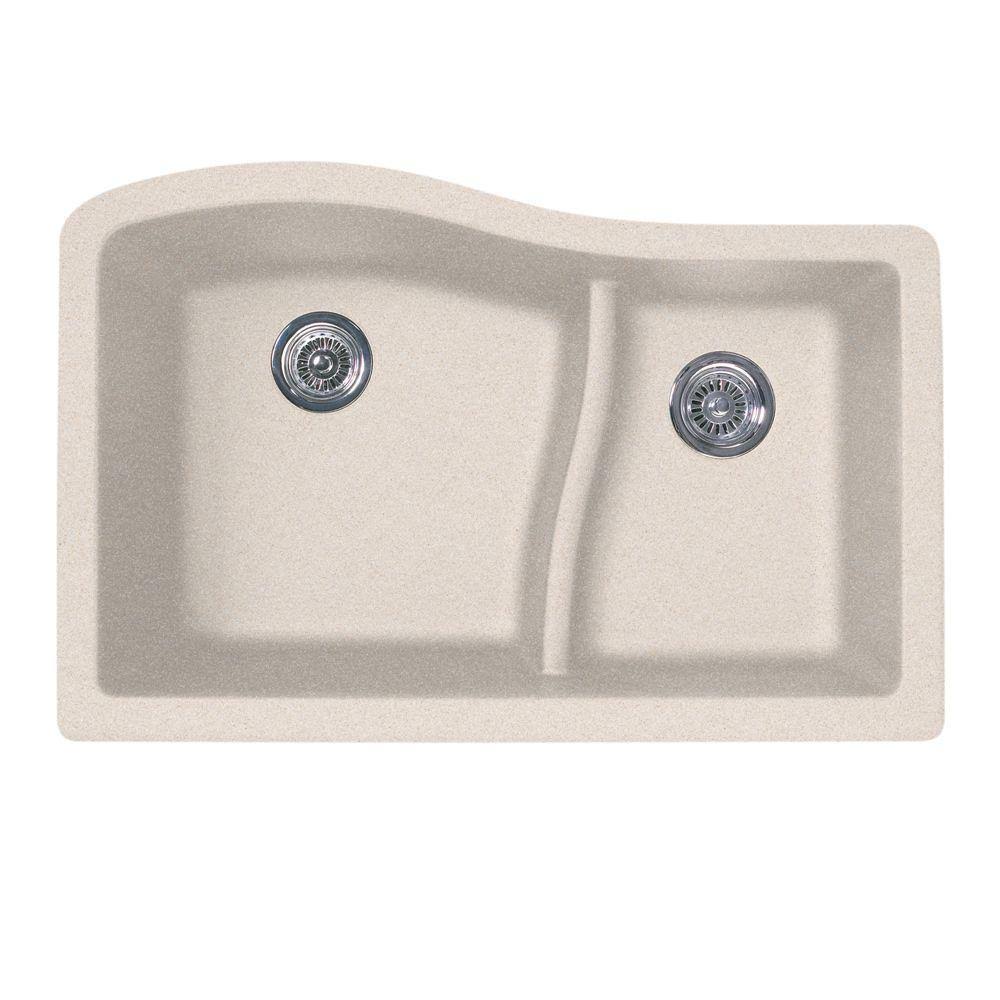 Swanstone Qu03322ls Double Basin Undermount Kitchen Sink, Granito
