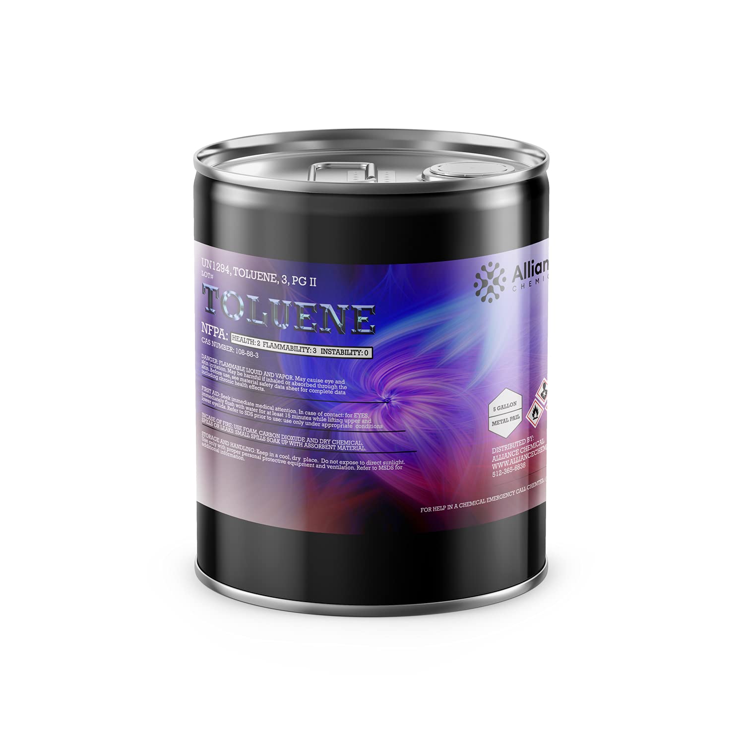 Toluene - 5 Gallon Pail - Solvent in Paints, Lacquers, Glues, Correction Fluid, and Nail Polish Remover - Made in America - Alliance Chemical