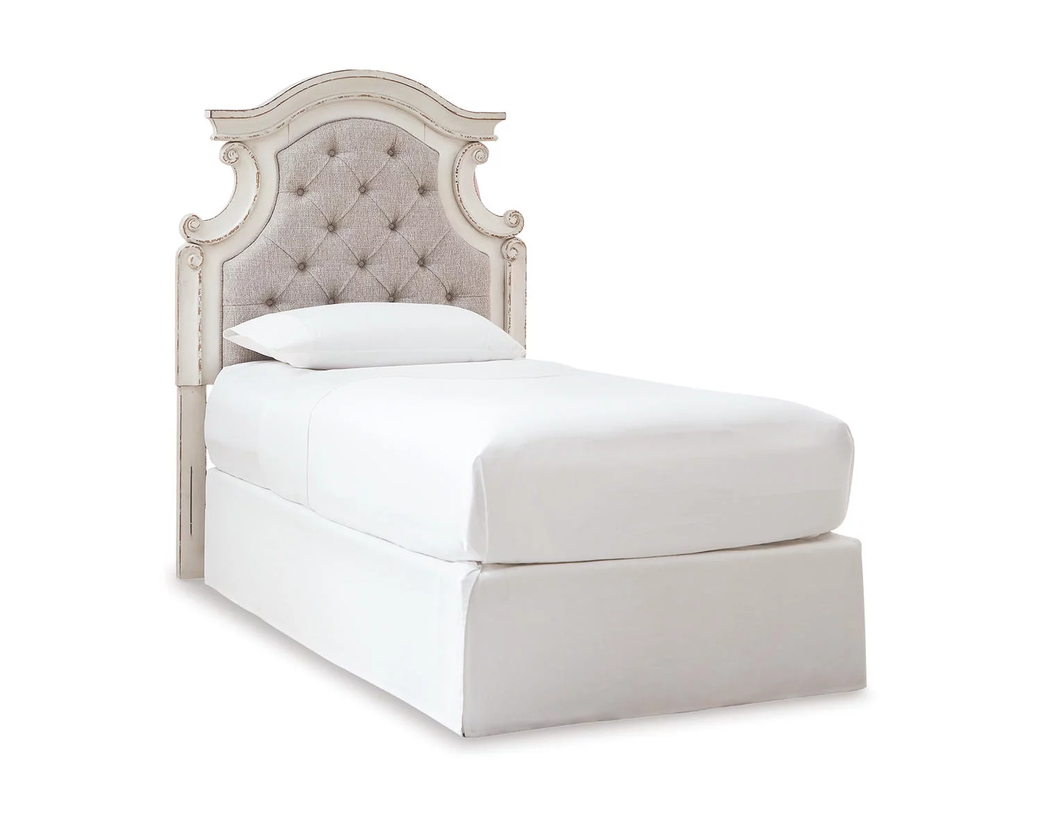 Signature Design by Ashley Casual Realyn Twin Upholstered Panel Headboard  Chipped White