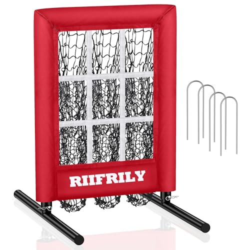 Heavy-Duty 9 Hole Baseball Pitching Net with Pitching Target Pockets, Regulation Size Strike Zone