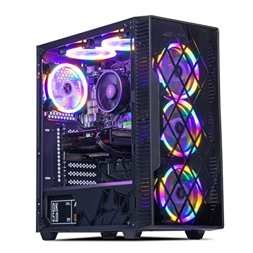 MXZ Gaming PC Desktop Computer, AMD Ryzen 5 4500, RTX 3060,16GB DDR4, NVME 500G SSD, 6RGB Fans, Win 11 Pro Ready