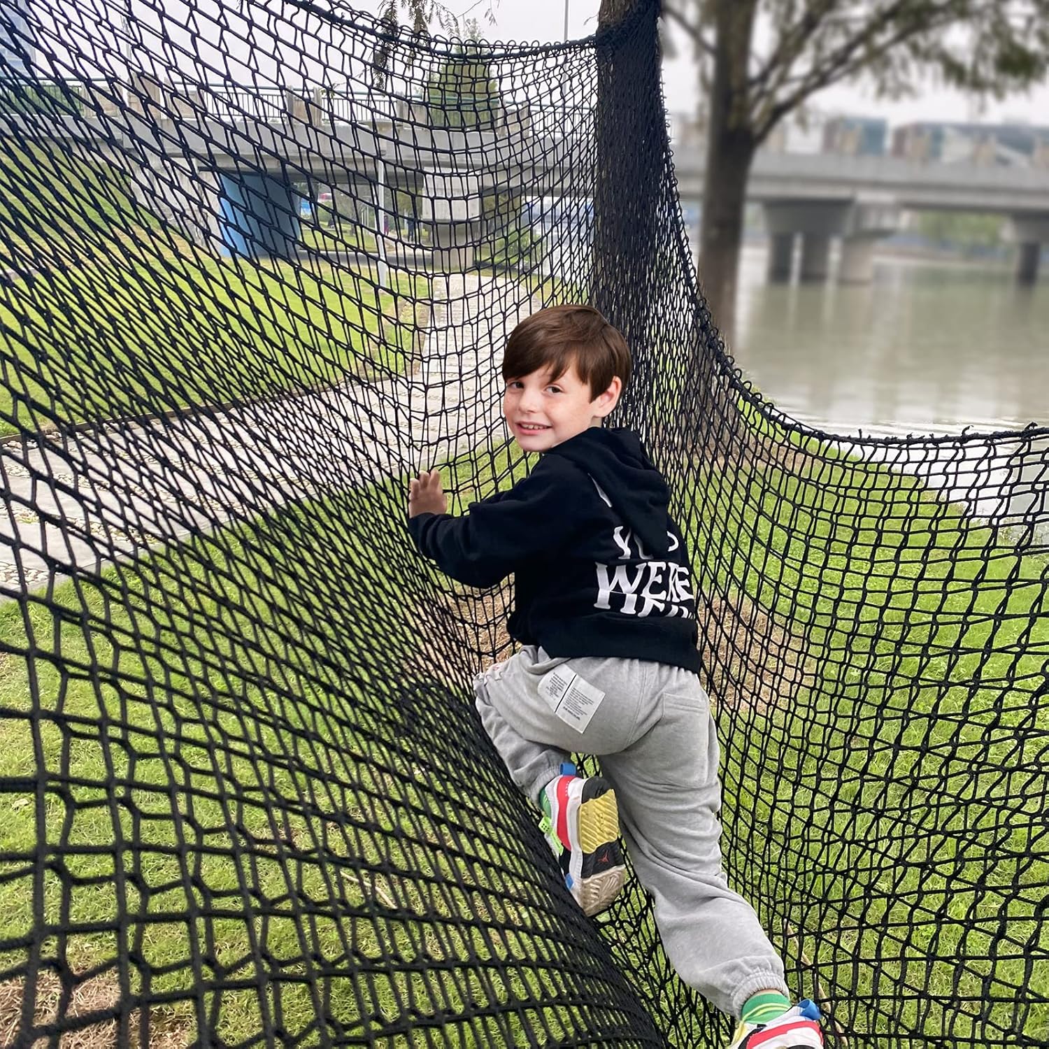 9.8 X 14.8FT Kids Playground Play Safety Net Outdoor Climbing Cargo Net Playground Sets Double Layers Backyard Net for Playground