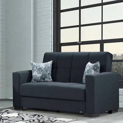 Eyota 65x22 Square Arm Loveseat Ebern Designs Fabric: Chenille Dark Blue