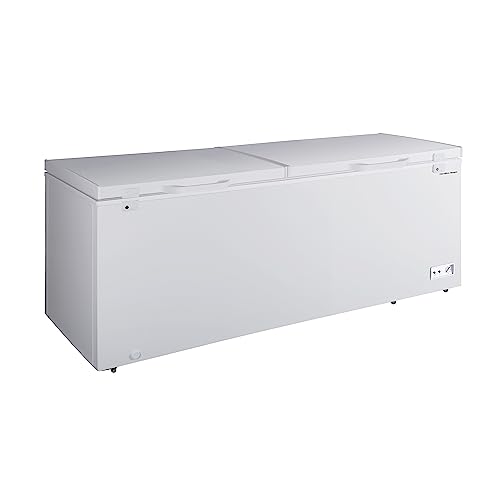 Hamilton Beach Chest Deep Freezer - White, GARAGE READY Food for Large Family, Storage Basket, Space-Saving Flat Back, Stay-Open Lid