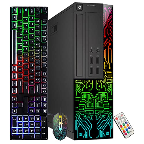 Dell Gaming OptiPlex Desktop RGB Computer PC | Intel Core i7 3.4Ghz | AMD RX 550 4GB GDDR5 | 16GB RAM 512GB SSD | RGB Gaming Keyboard & Mouse WiFi |