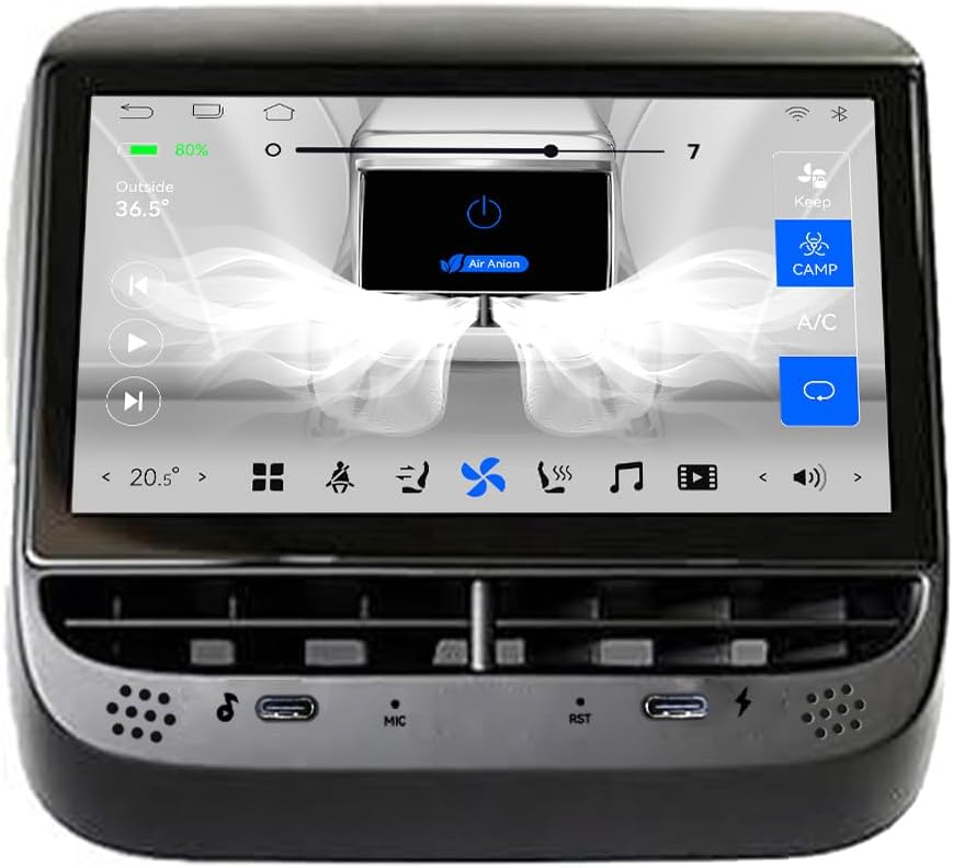 7 Inch Android 12 Rear AC Panel Climate Screen for Tesla Model 3 Model Y 2019 2020 2021 2022 2023 Car Multimedia Player Rear Air Condition Seat Apple