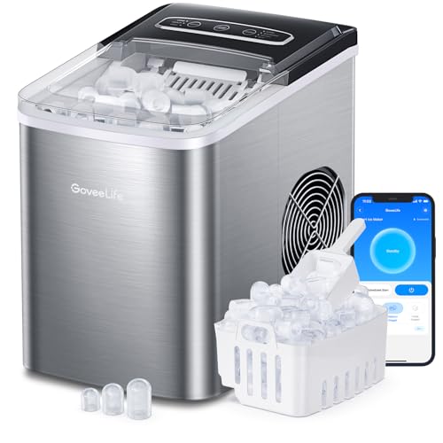 GoveeLife Smart Ice Maker Machine Countertop with Self Cleaning, Voice Remote, 26lbs in 24Hrs, 9 Ice Cubes in 6 Minutes 3 Sizes