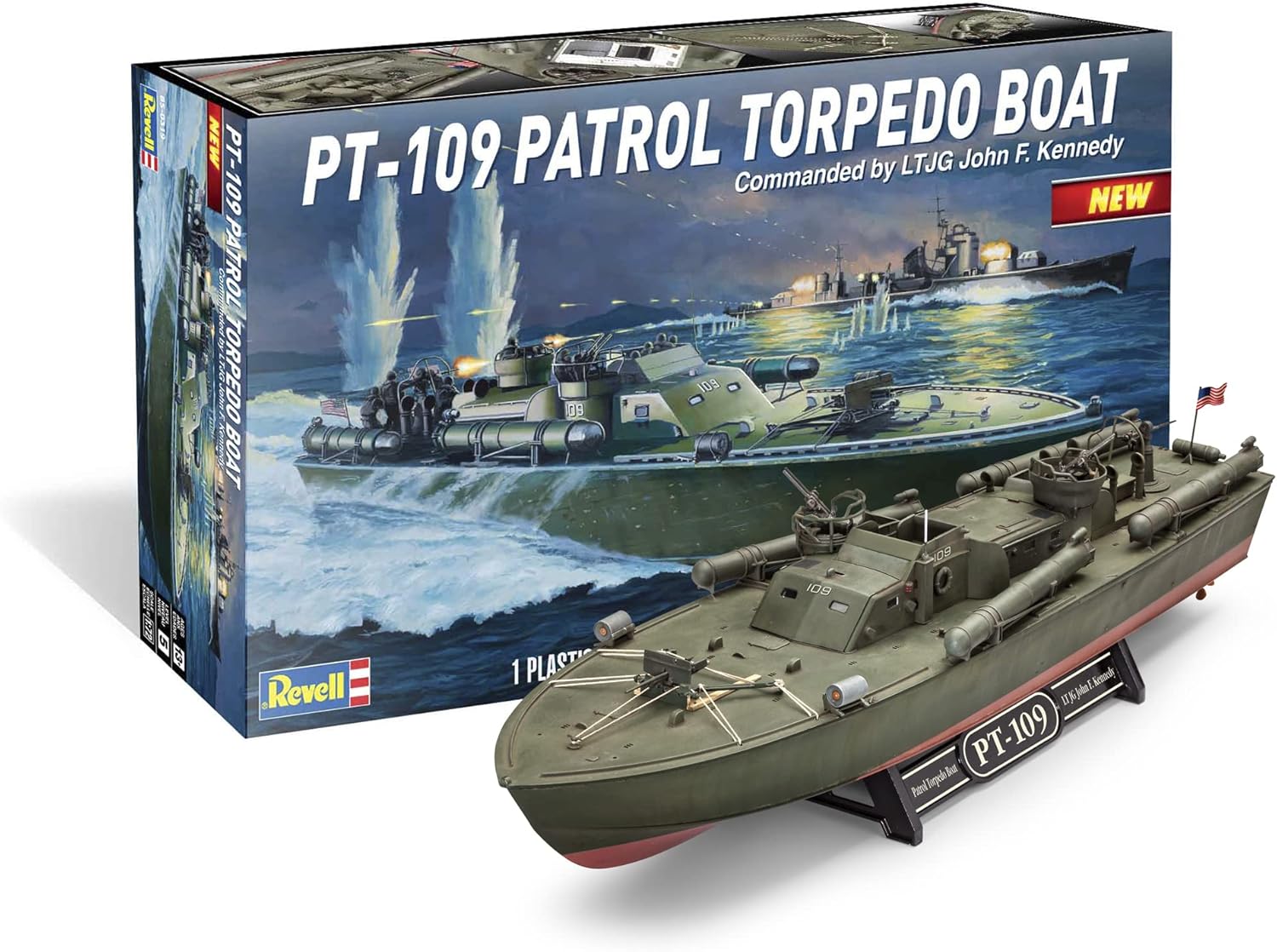 Revell 85-0319 PT-109 Patrol Torpedo Boat Commanded by LTJG John F. Kennedy Model Military Ship Kit 1:72 Scale 146-Piece Skill Level 5 Plastic Model