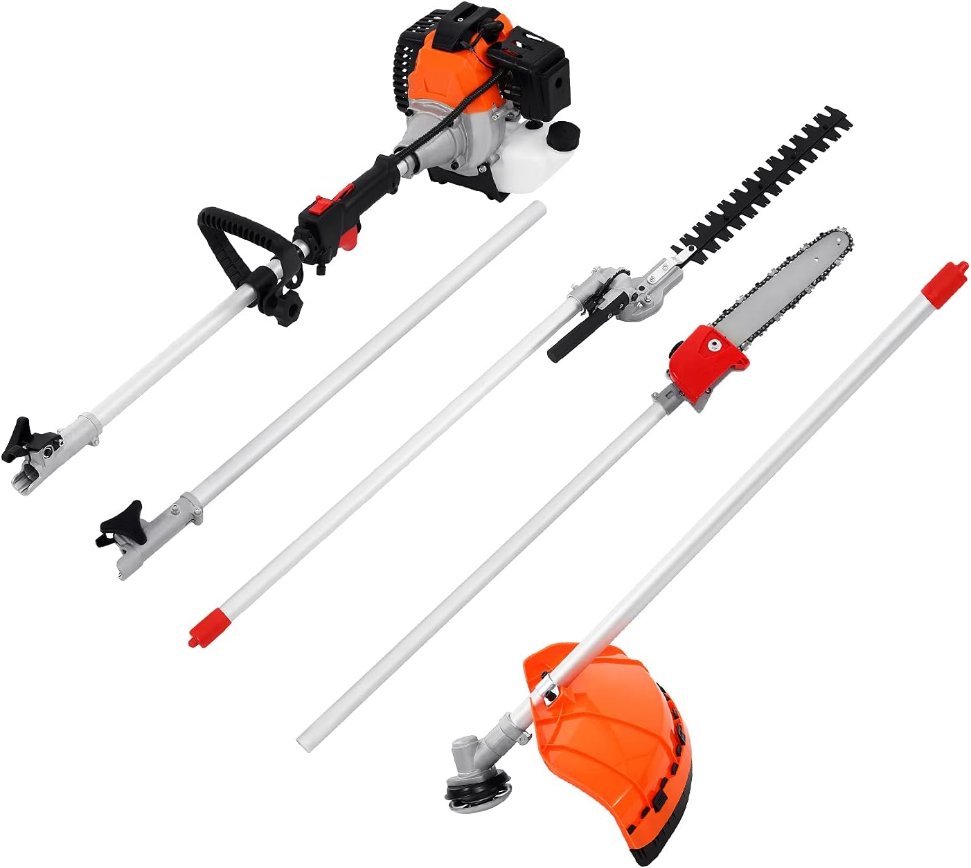 Samger 52CC 5 in 1 Gas Pole Saw Hedge Trimmer Straight Shaft Brush Cutter with Extension Pole