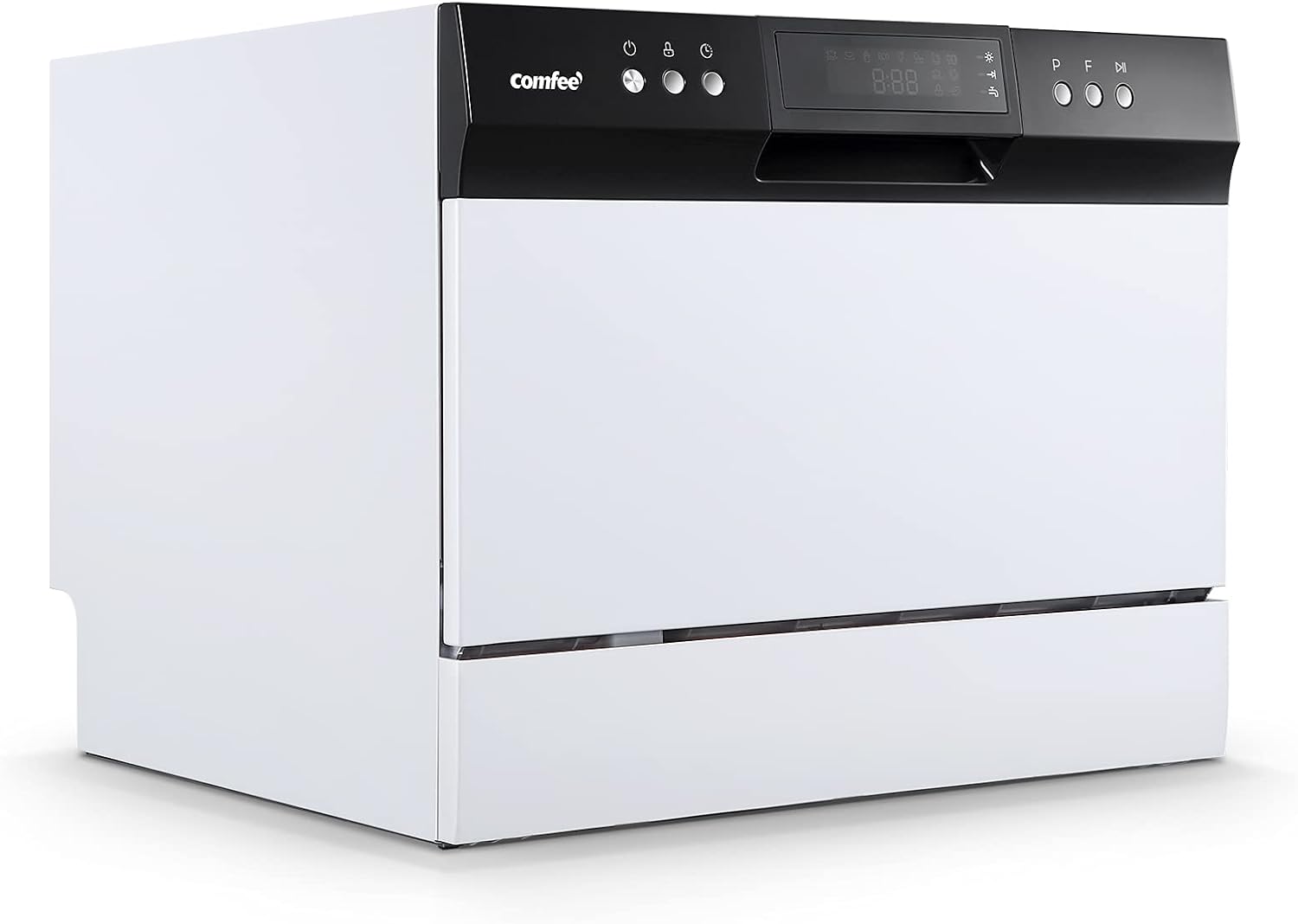 Comfee WQP6-3602H-W Countertop Dishwasher, White and Black - Smart Home Appliances