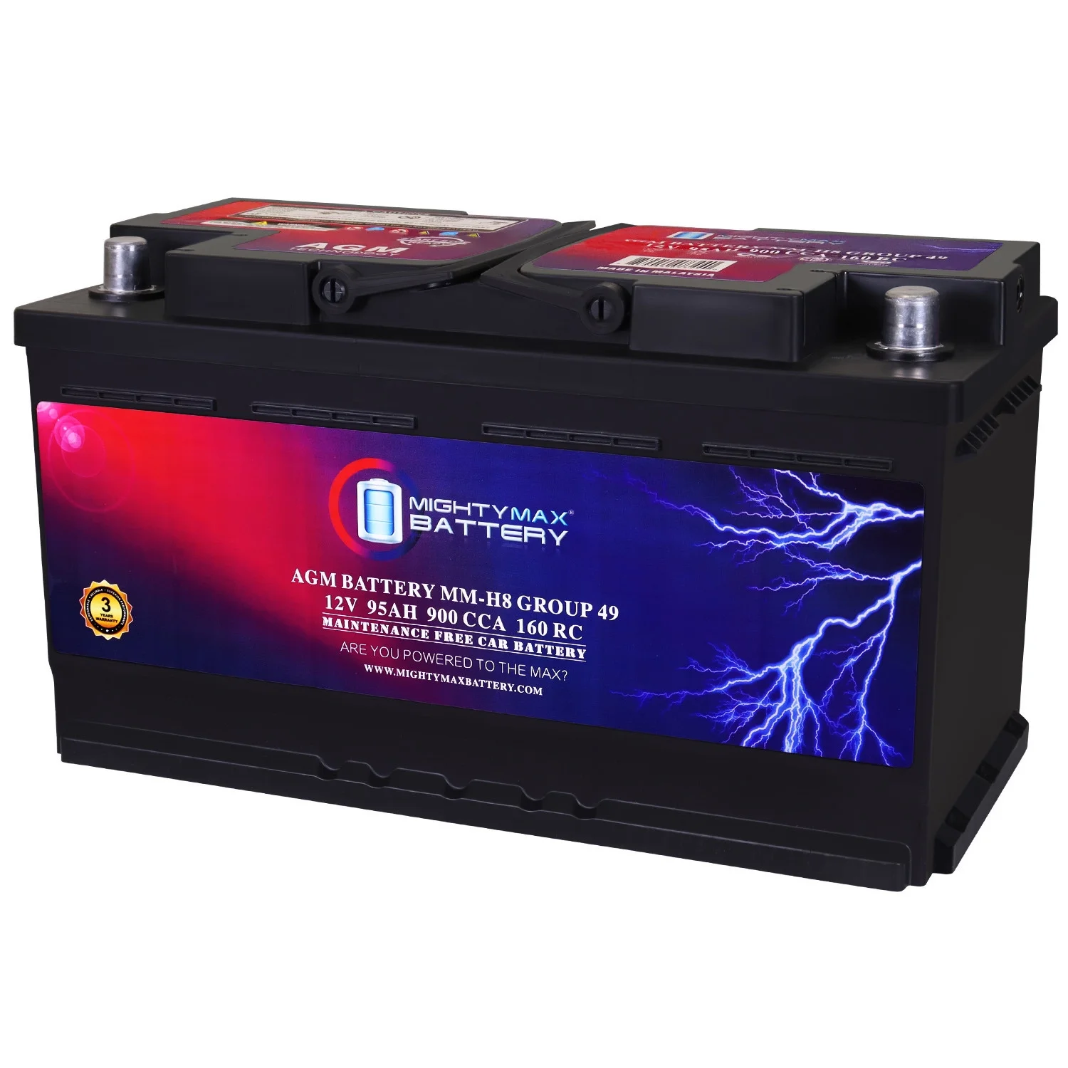 MM-H8 Group 49 12V 95Ah 160RC 900CCA Replacement Battery Compatible with Volvo 245 82-85 - Curated Treasures Market