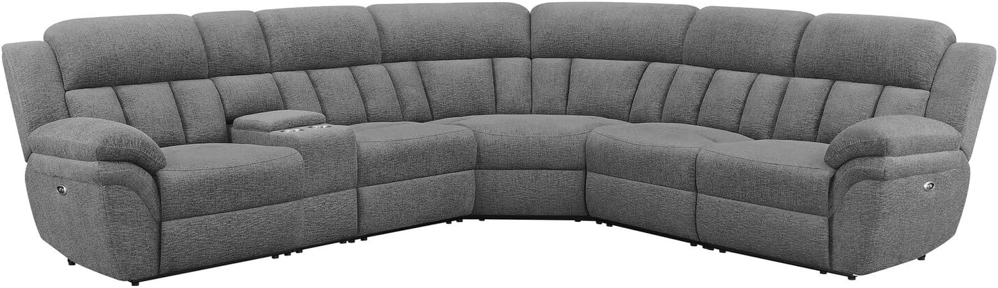 Coaster Home Furnishings Bahrain 6-Piece Upholstered Power Sectional Charcoal