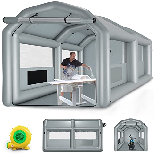 Inflatable Paint Booth 13.5X8.5X8.5Ft with 750W Blower, Professional Portable Inflatable Spray Booth Tent for Motorcycles, Auto Parts