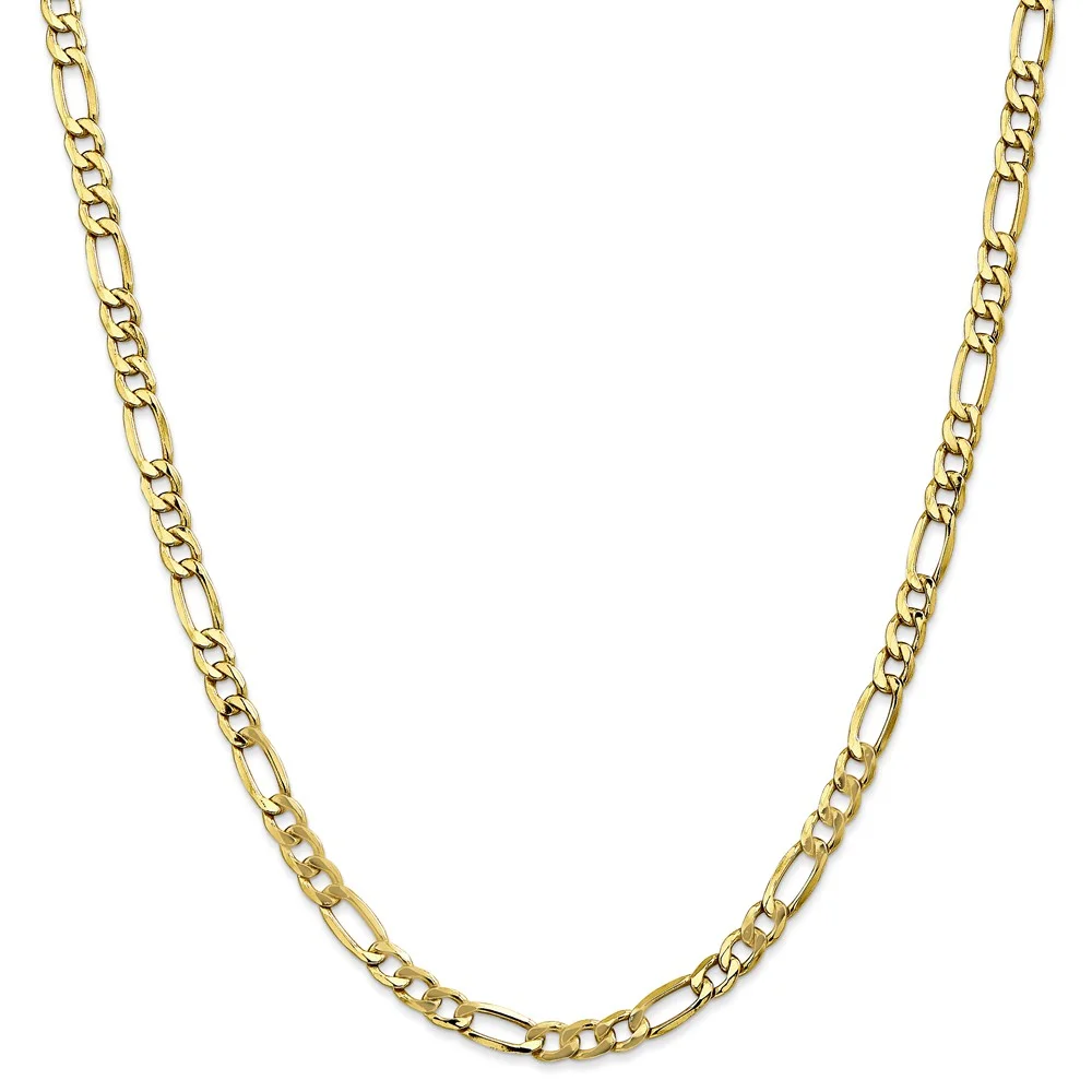 Leslie's Real 10kt Yellow Gold 5.35mm Semi-Solid Figaro Chain; 20 inch; Lobster Clasp; for Adults and Teens; for Women and Men