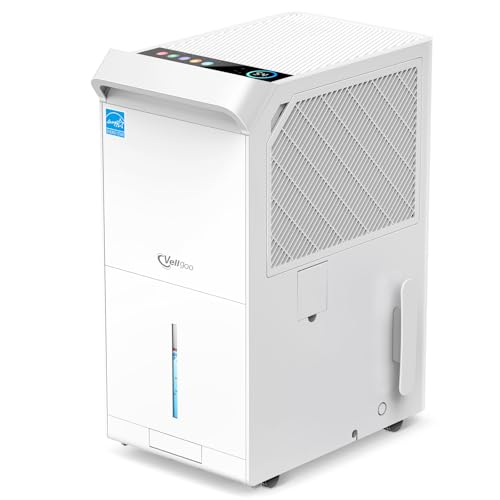 4,500 Sq.Ft Most Efficient Energy Star 2024 Dehumidifier,Vellgoo 52 Pint/Day Dehumidifier for Basement with Drain Hose, Smart Humidity Control