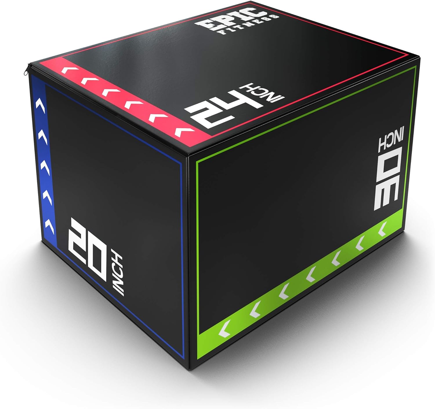 3-in-1 Foam Plyometric Jump Box - High-Density EPE Foam Core - Non-Slip & Easy-to-Clean PVC Leather Cover - Box Height: 20", 24", 30" - For HIIT, MMA