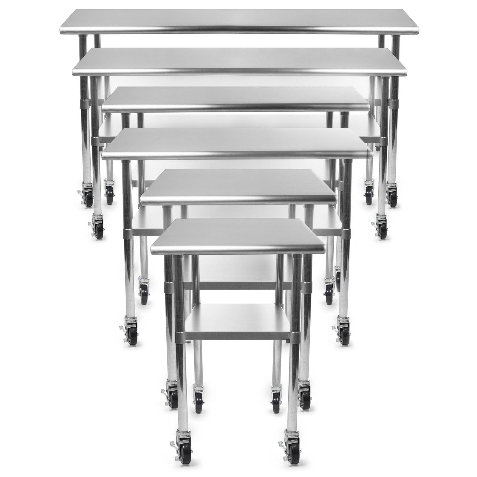 GRIDMANN NSF Stainless Steel Commercial Kitchen Prep u0026 Work Table w/ 4 Casters (Wheels) - 30 in. x 24 in.