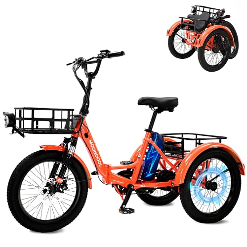 ABORON Electric Tricycle for Adults, Aluminum 20" E-Trike, 500W Power 48V 14.5Ah Lithium Battery UL Certified, Front Suspension 3 Wheels Ebike