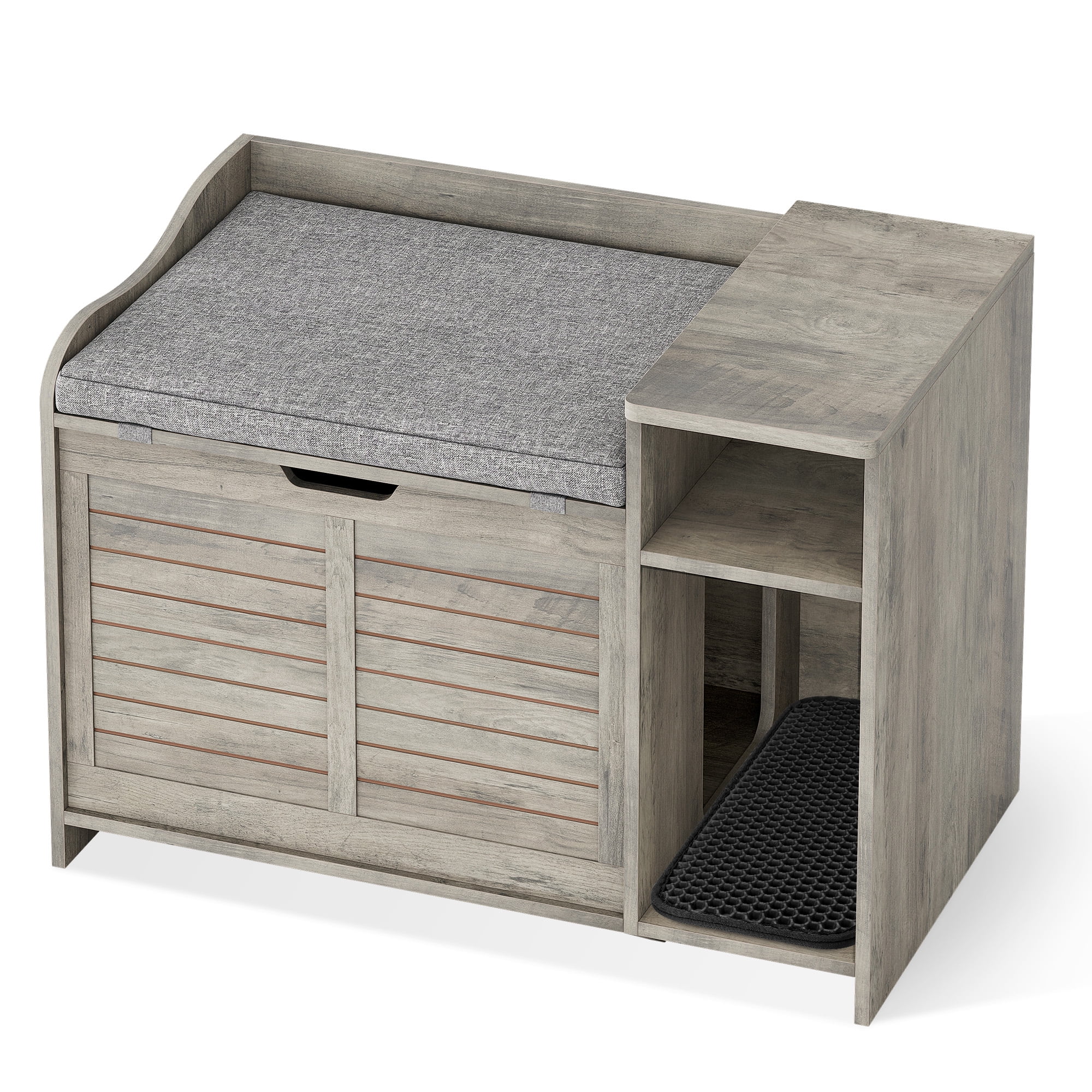 OUTGOODS Hidden Cat Litter Box Furniture, Fir Wood Enclosure Cabinet w/ Storage