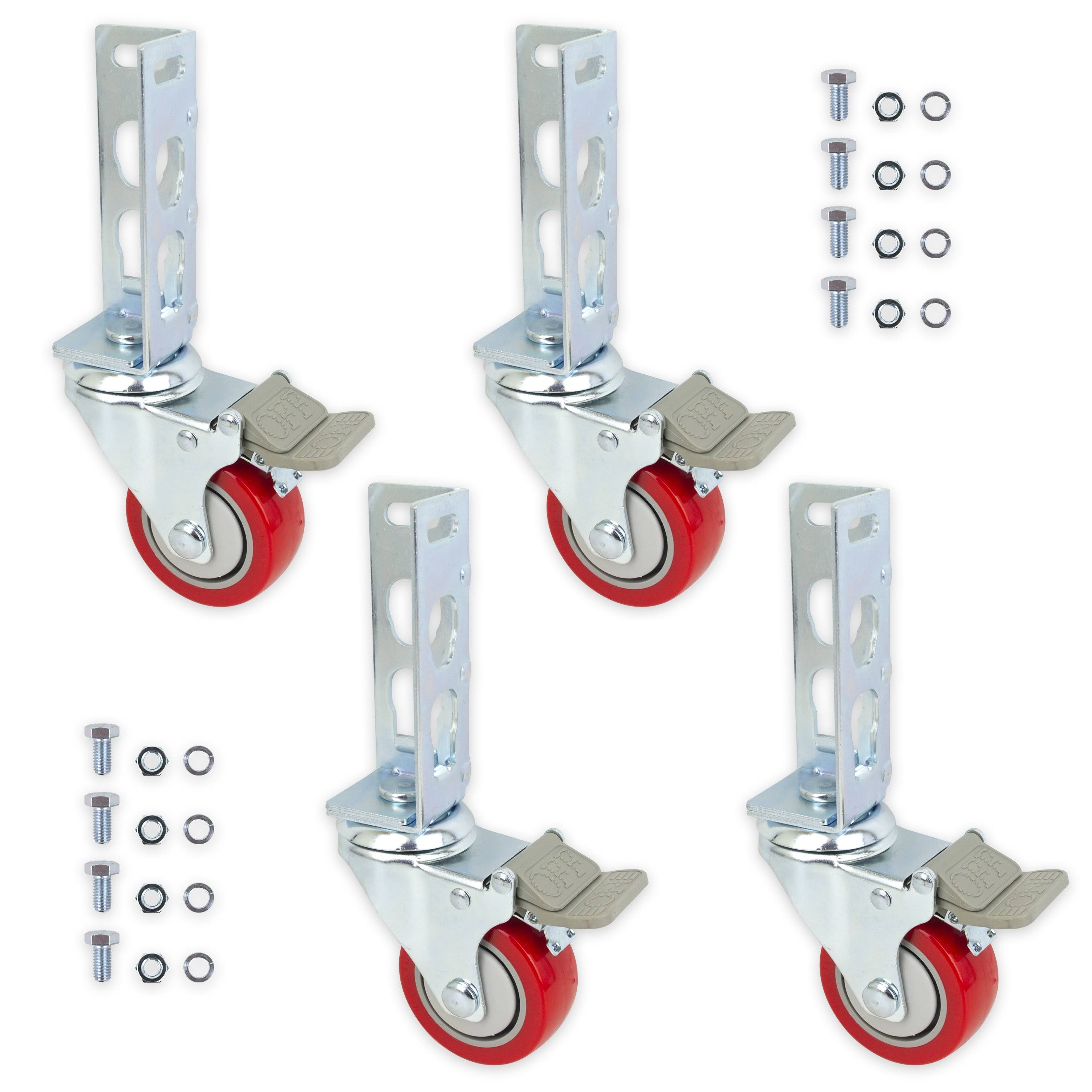 4pc Storage Rack Caster Wheels (Adapts to Boltless Self Locking Shelving Racks)