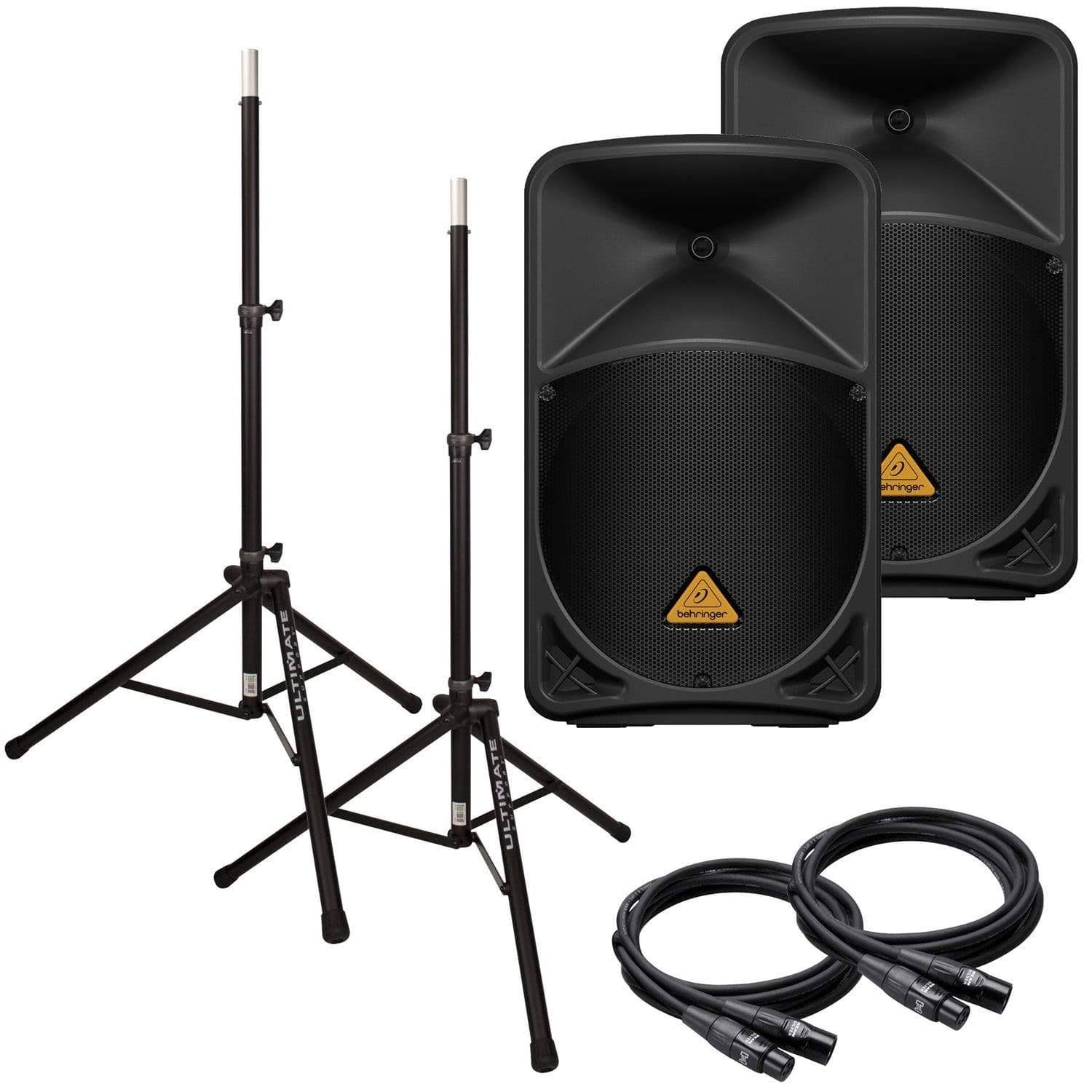Behringer B112W 12-Inch Bluetooth Speaker Pair with Stands & Cables