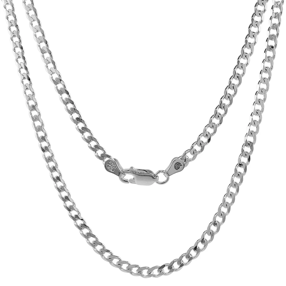 925 Sterling Silver Curb Cuban Chain Link Necklace 3.5mm
