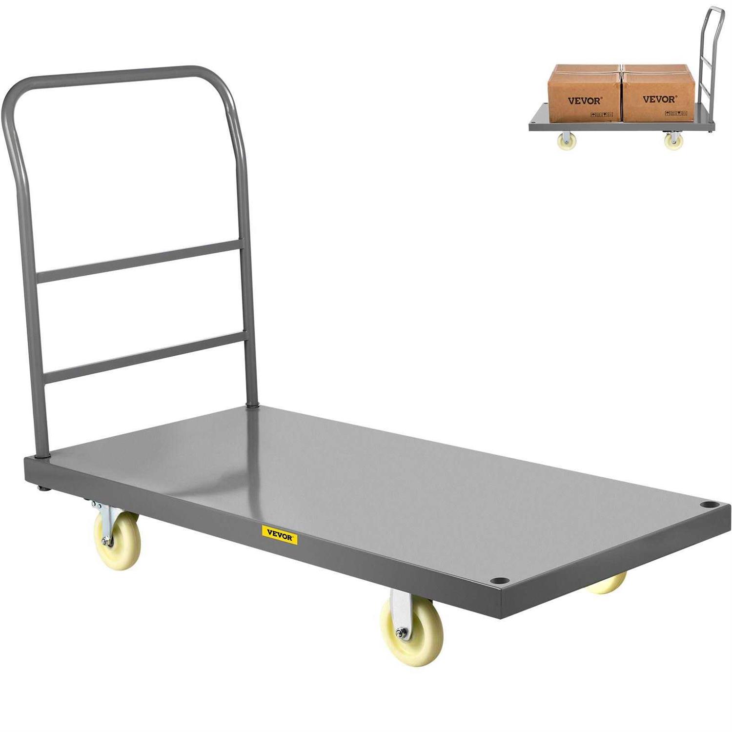 VEVOR Platform Truck 2000 lbs Capacity Steel Flatbed Cart 47 Length x 24 Width x 32 Height Flat Dolly - Shop Hardware Tools Online Store