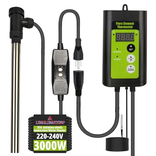 240V 3000W Submersible, Immersion Hot Tub & Swimming Pool Electric Immersion Water Heater, with Thermostat and GFCI for Baptistry, baptismal Pools