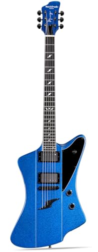 WestCreek Mirage Solid Body Electric Guitar, Mahogany Body, Maple Neck, Ebony Fretboard, Rounded End Frets, Bone Nut, 24 Frets (Black)