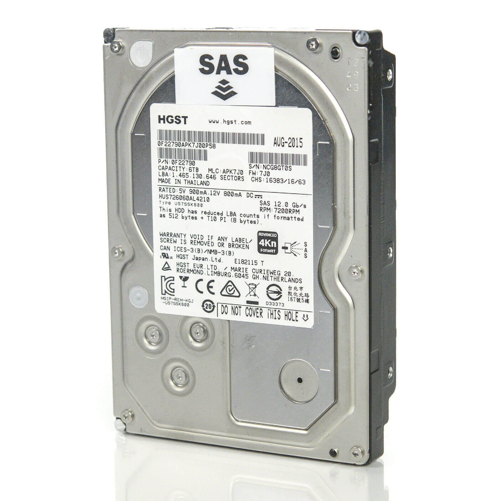 HGST HUS726060AL4210 Ultrastar 7K6000 6TB 7.2k SAS 12Gb/s 3.5x22 HDD
