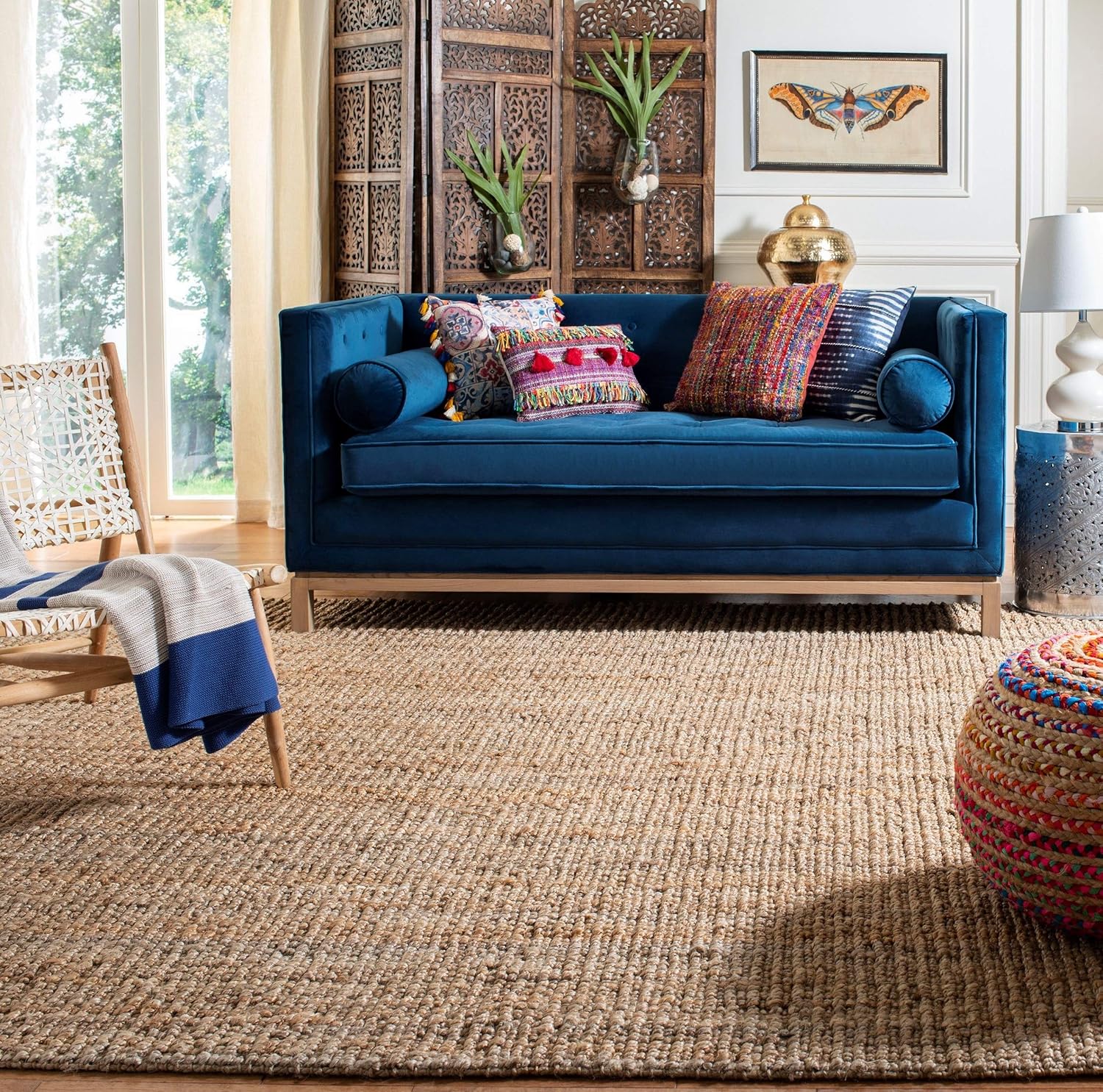 SAFAVIEH Natural Fiber Collection X-Large Area Rug - 11' x 15', Natural, Handmade Chunky Textured Jute 0.75-inch Thick