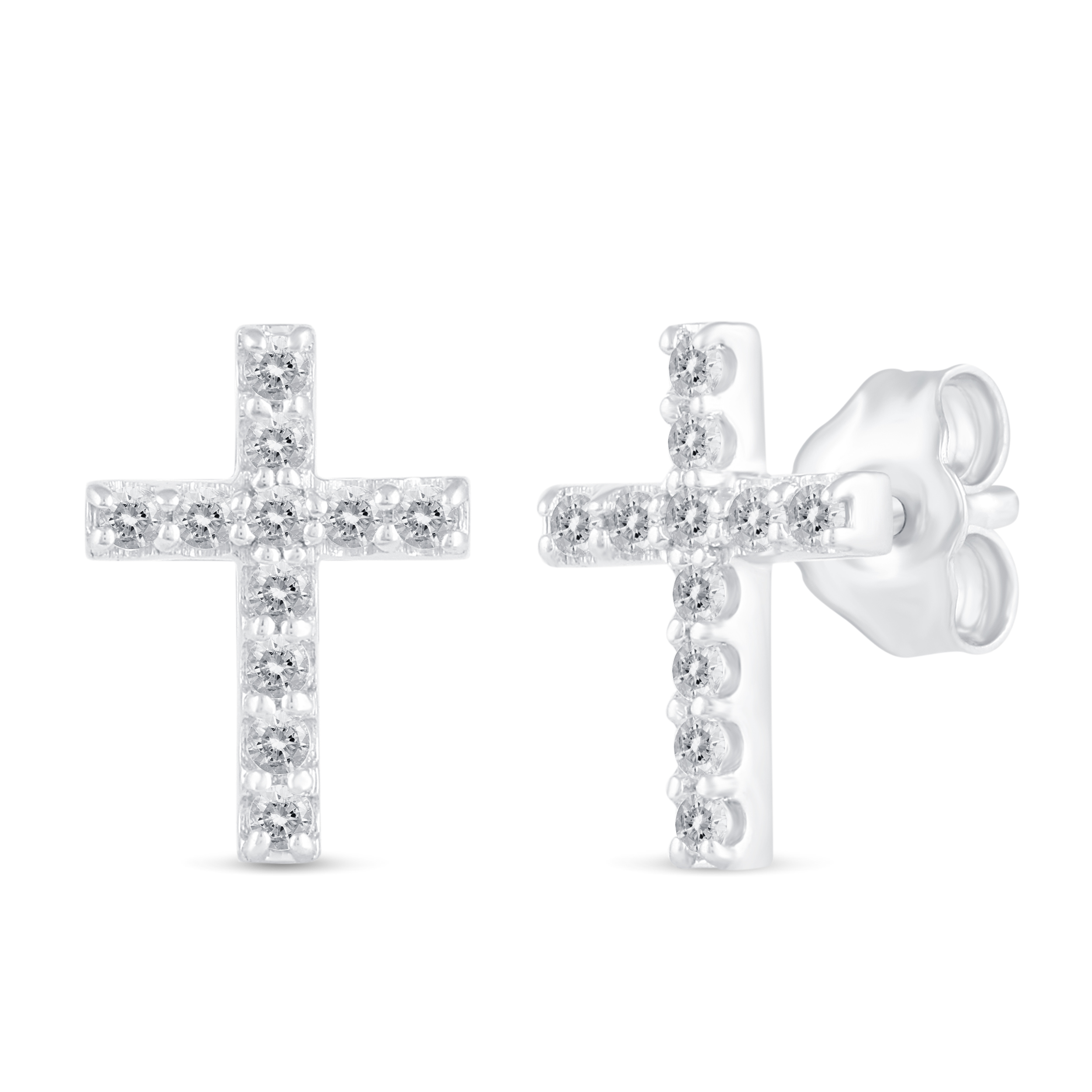 1/4 CTW Real Diamond Stud Earrings set in 925 Sterling Silver