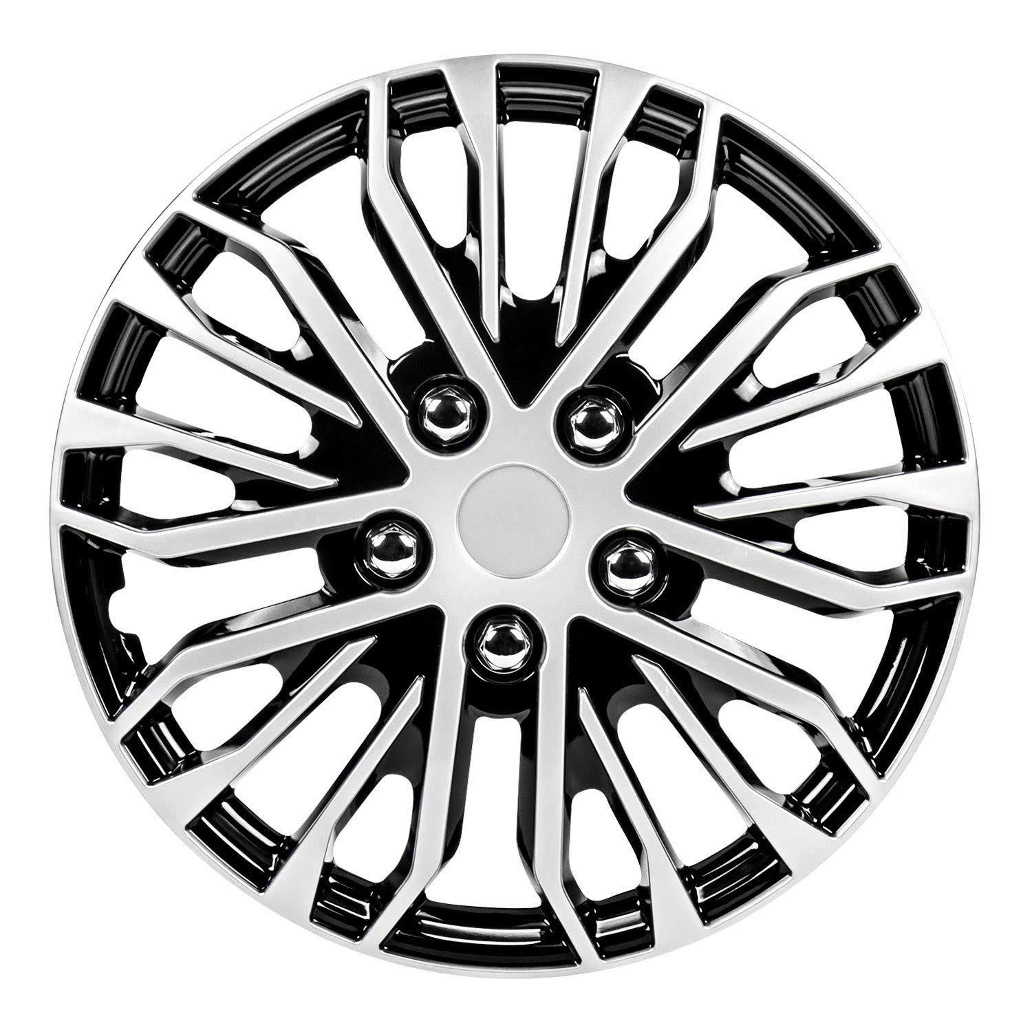 Pilot Automotive WH141-17S-B 17 inch Apex Black and Silver Universal Hubcap Wheel Covers for Cars | Set of 4 | Fits Toyota Volks