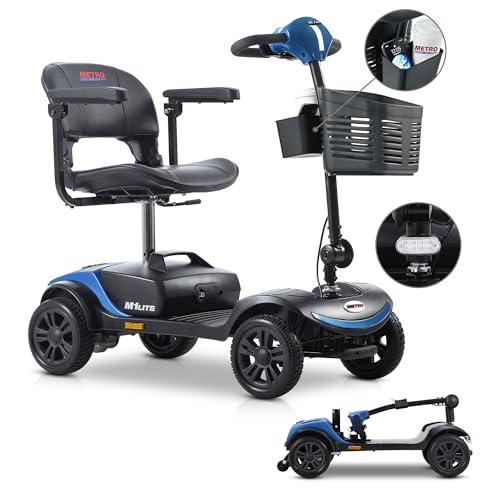 Folding Mobility Scooter for Seniors 4 Wheel Scooter for Adults Electric Scooter Compact for Travel - Electric Powered Wheelchair Device