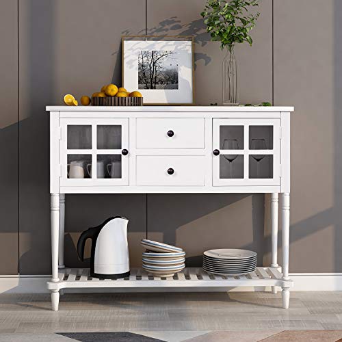 Buffet Sideboard Console Table with 2 Storage Drawers, 2 Cabinets & 1 Bottom Shelf