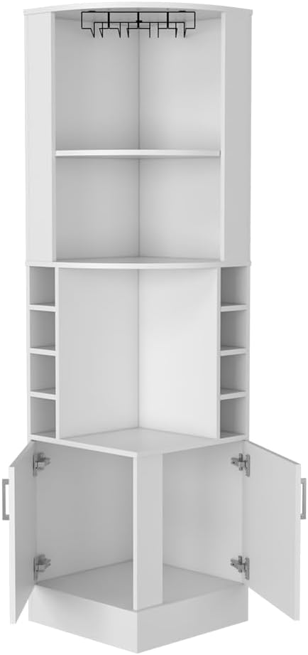 71.1" Tall Corner Bar Storage Cabinet Farmhouse Wine Bar Cabinet Station Wine Rack for Liquor Glasses
