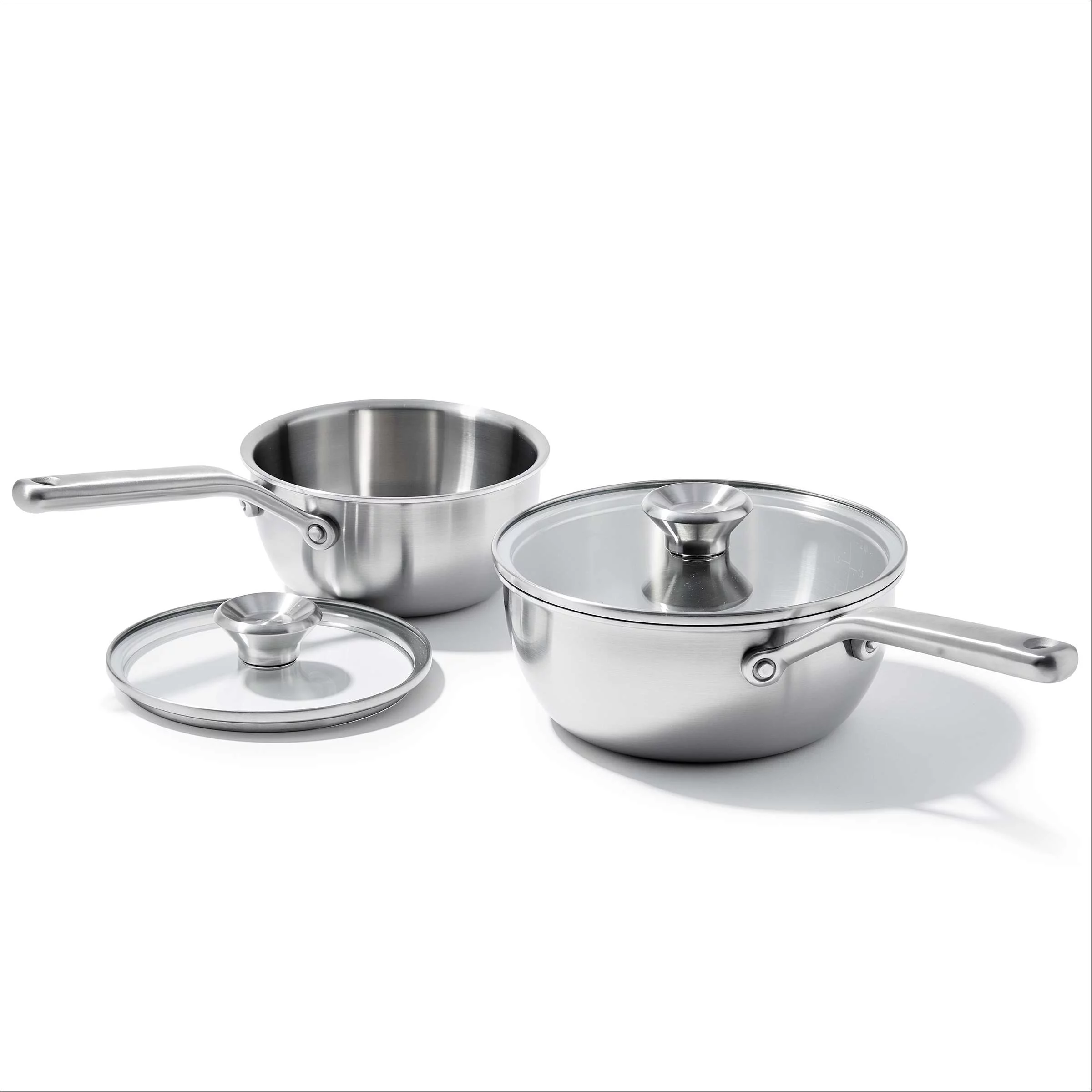 OXO Mira Tri-Ply Stainless Steel 1.5Qt & 3.75Qt Chef's Pan Set