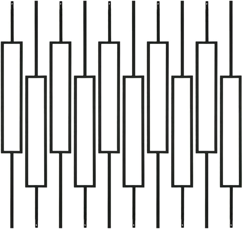 Aotree Wrought Iron Balusters – Metal Balusters for Decks – Spiral Stair Railing - 1/2 -inch Set of 10 - Hollow Rectangle Iron Spindles – Satin Black